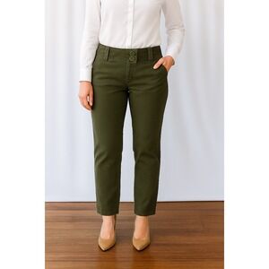 Old Navy Olive Chinos Sz 10 Low Waist Stretch Vintage 2 Button Closure‎
